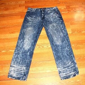 GS-115 Original Brand Distressed Jeans - Size 38x32 - Acid Wash, Streetwear,